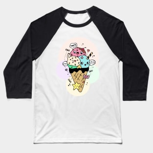 Cute Icecream Kawaii Illustration Baseball T-Shirt